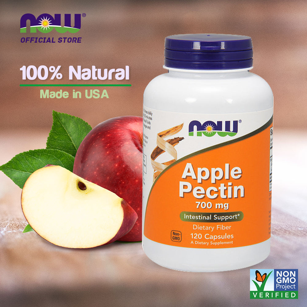 NOW Supplements, Apple Pectin 700 mg, Dietary Fiber, Intestinal Support*, 120 Veg Capsules Vitamins & Supplements NOW Foods USA