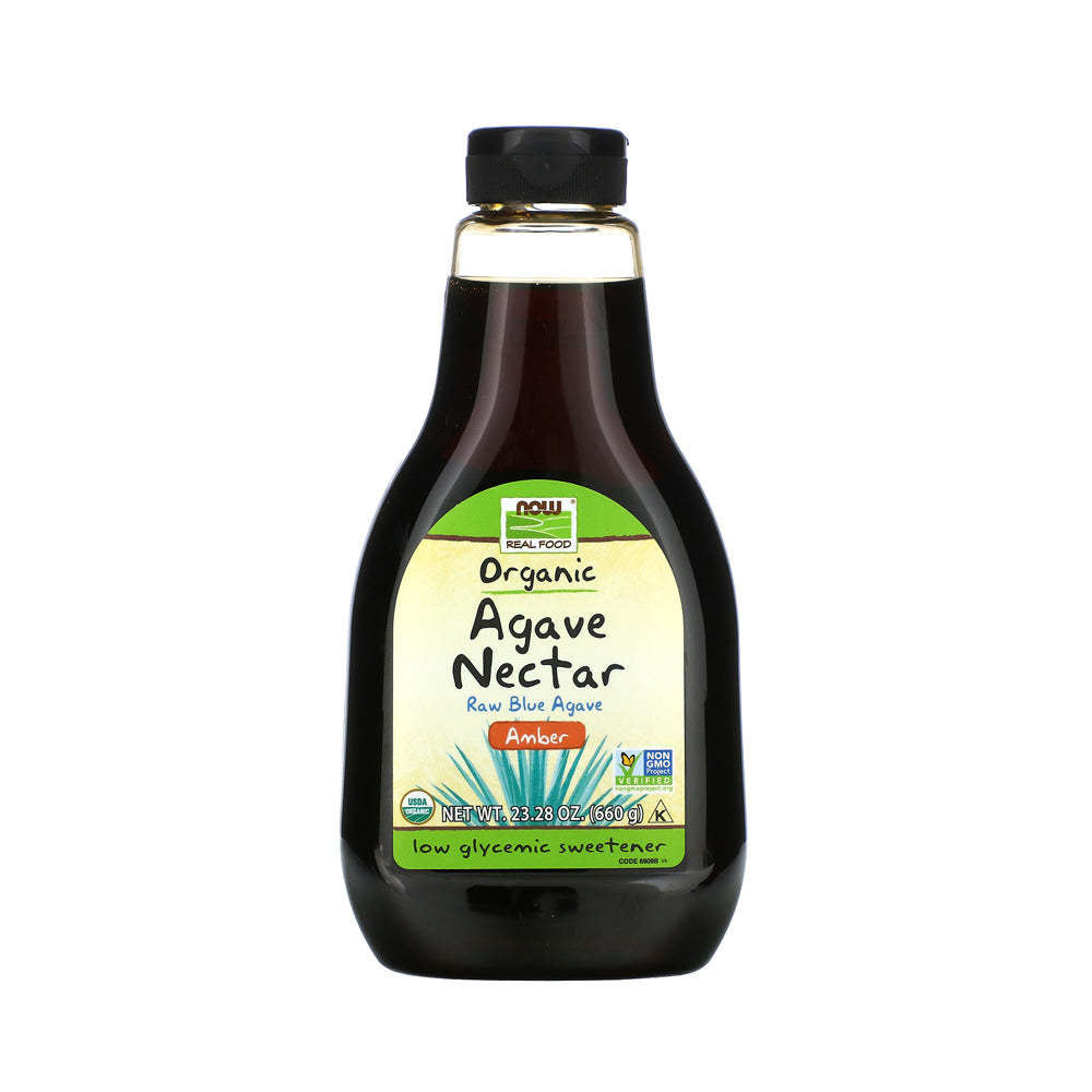 NOW Foods, Certified Organic Amber Agave Nectar, Raw Blue Agave, Certified Non-GMO, Low-Glycemic Sweetener, Kosher, 23.2-Ounce (660 g) - Bloom Concept