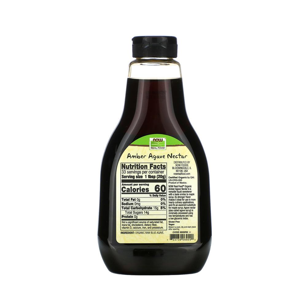 NOW Foods, Certified Organic Amber Agave Nectar, Raw Blue Agave, Certified Non-GMO, Low-Glycemic Sweetener, Kosher, 23.2-Ounce (660 g) Natural Foods NOW Foods USA