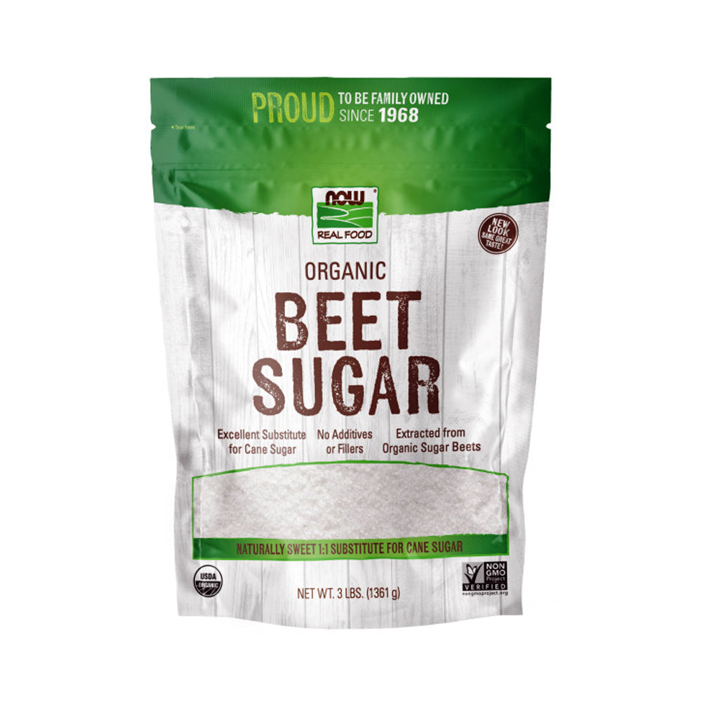 NOW Foods, Certified Organic Beet Sugar, Extracted from Organic Sugar Beets, Excellent Substitute for Cane Sugar, No Additivies or Fillers, Certified Non-GMO, 3-Pound (1361g) - Bloom Concept