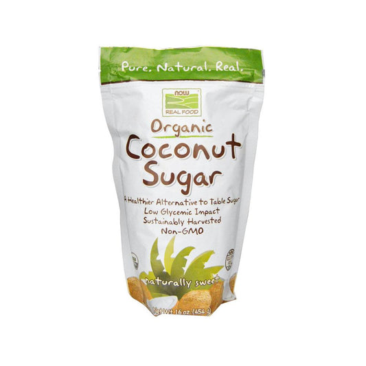 NOW Foods, Certified Organic Coconut Sugar, Alternative to Table Sugar, Low Glycemic Impact, from Sustainably Harvested Coconuts, Certified Non-GMO, 16-Ounce (454g) - Bloom Concept