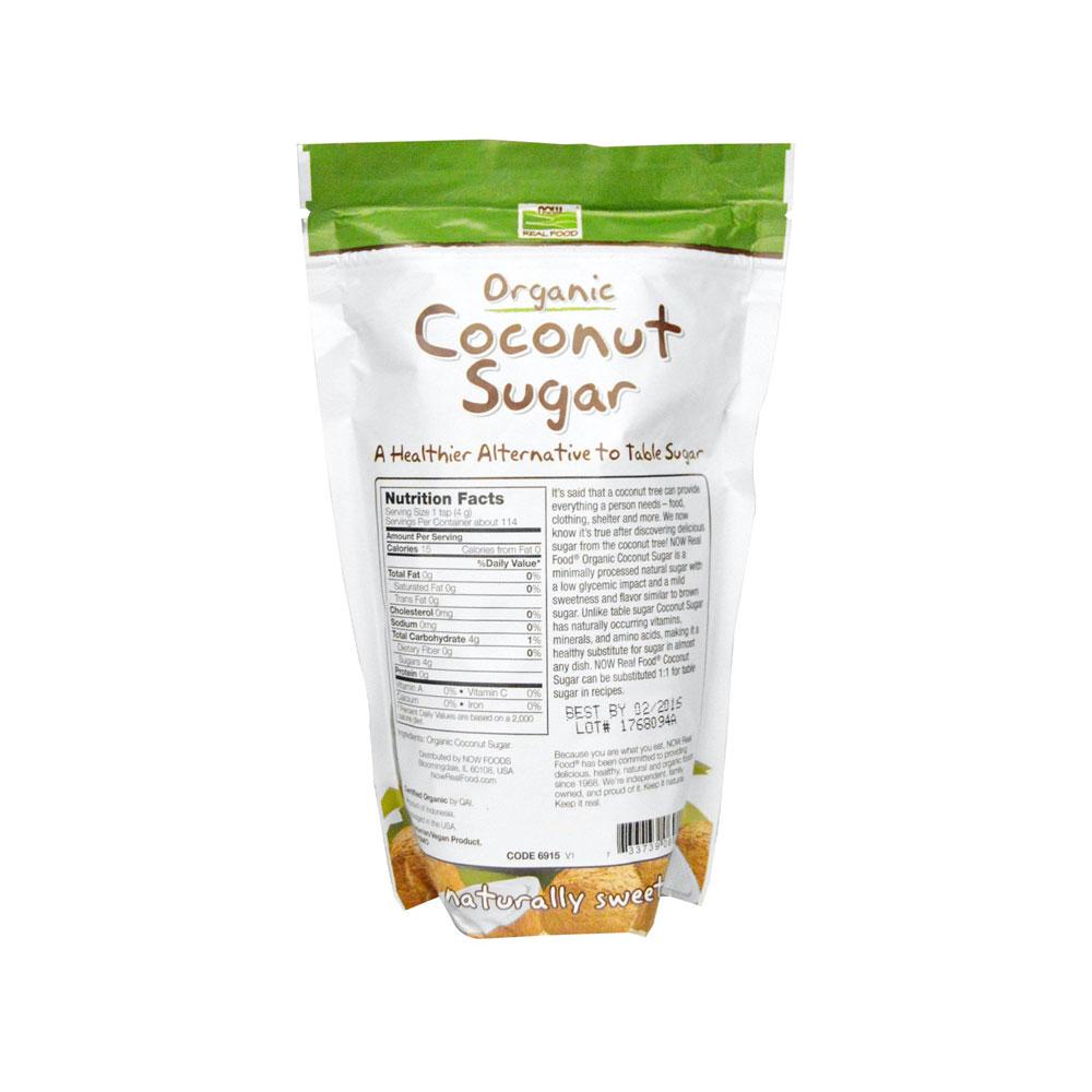 NOW Foods, Certified Organic Coconut Sugar, Alternative to Table Sugar, Low Glycemic Impact, from Sustainably Harvested Coconuts, Certified Non-GMO, 16-Ounce (454g) - Bloom Concept