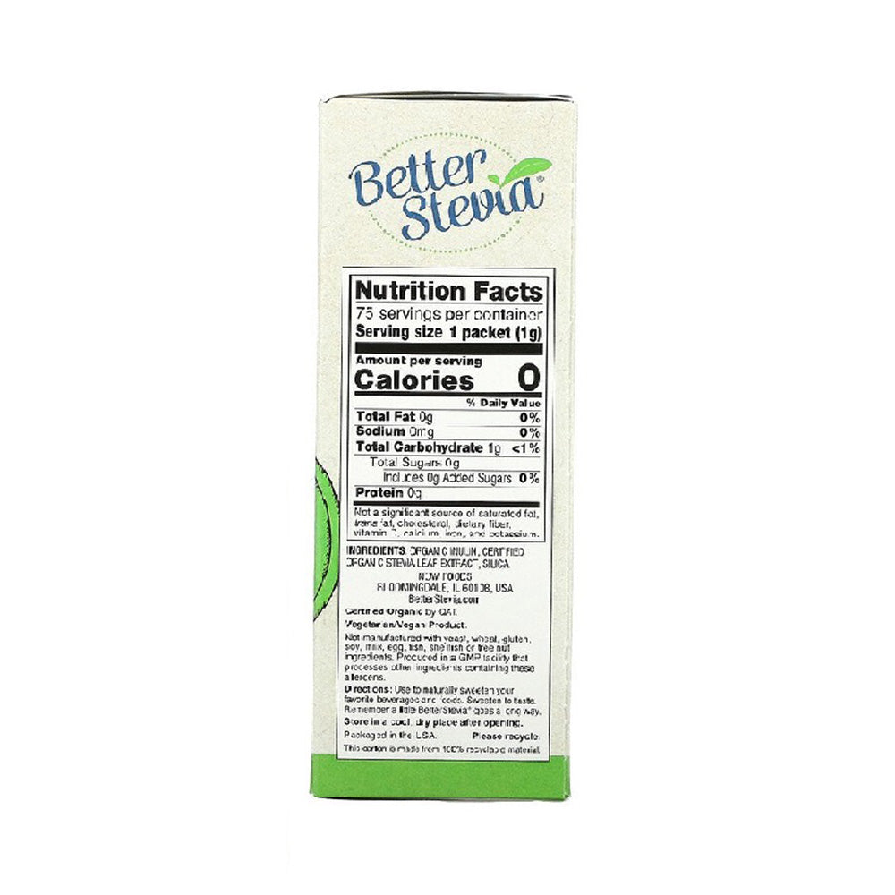 Now Foods, Certified Organic, Better Stevia, 75 Packets, 2.65 oz (75 g) Natural Foods NOW Foods USA