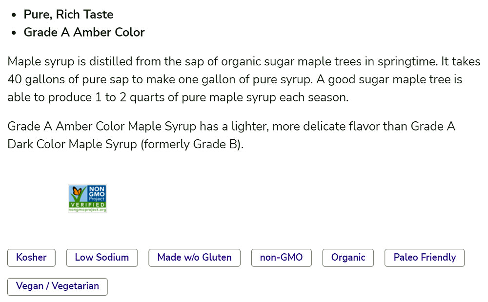NOW Foods, Certified Organic Maple Syrup, Grade A Amber Color, 100% Pure, Light Delicate Flavor, Certified Non-GMO, 32-Ounce (946ml) Natural Foods NOW Foods USA