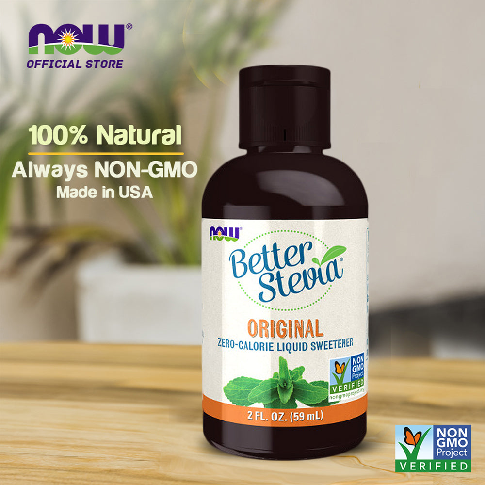 NOW Foods, Better Stevia Liquid, Original, Zero-Calorie Liquid Sweetener, Low Glycemic Impact, Certified Non-GMO, 2-Ounce (60ml) - Bloom Concept