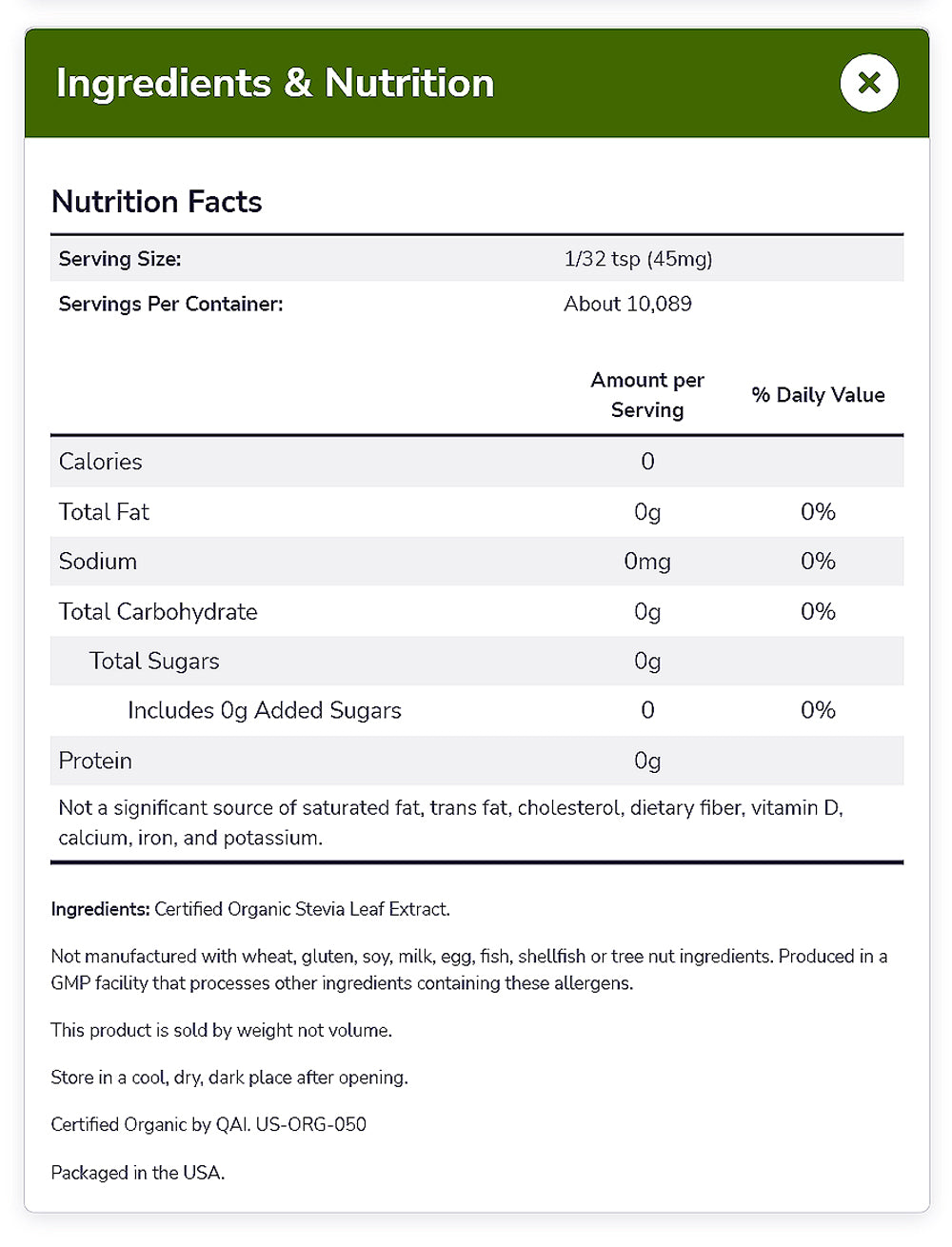 NOW Foods, Certified Organic Better Stevia, Extract Powder, Zero-Calorie Sweetener, Certified Non-GMO, 1-Ounce (28g) Natural Foods NOW Foods USA