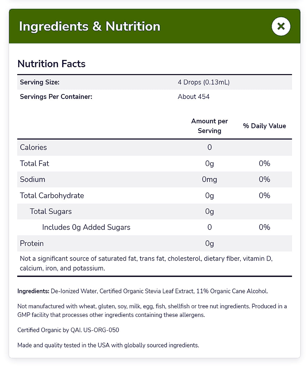 NOW Foods, Certified Organic BetterStevia Liquid, Zero-Calorie Liquid Sweetener, Low Glycemic Impact, Certified Non-GMO, 2-Ounce (60 ml) - Bloom Concept