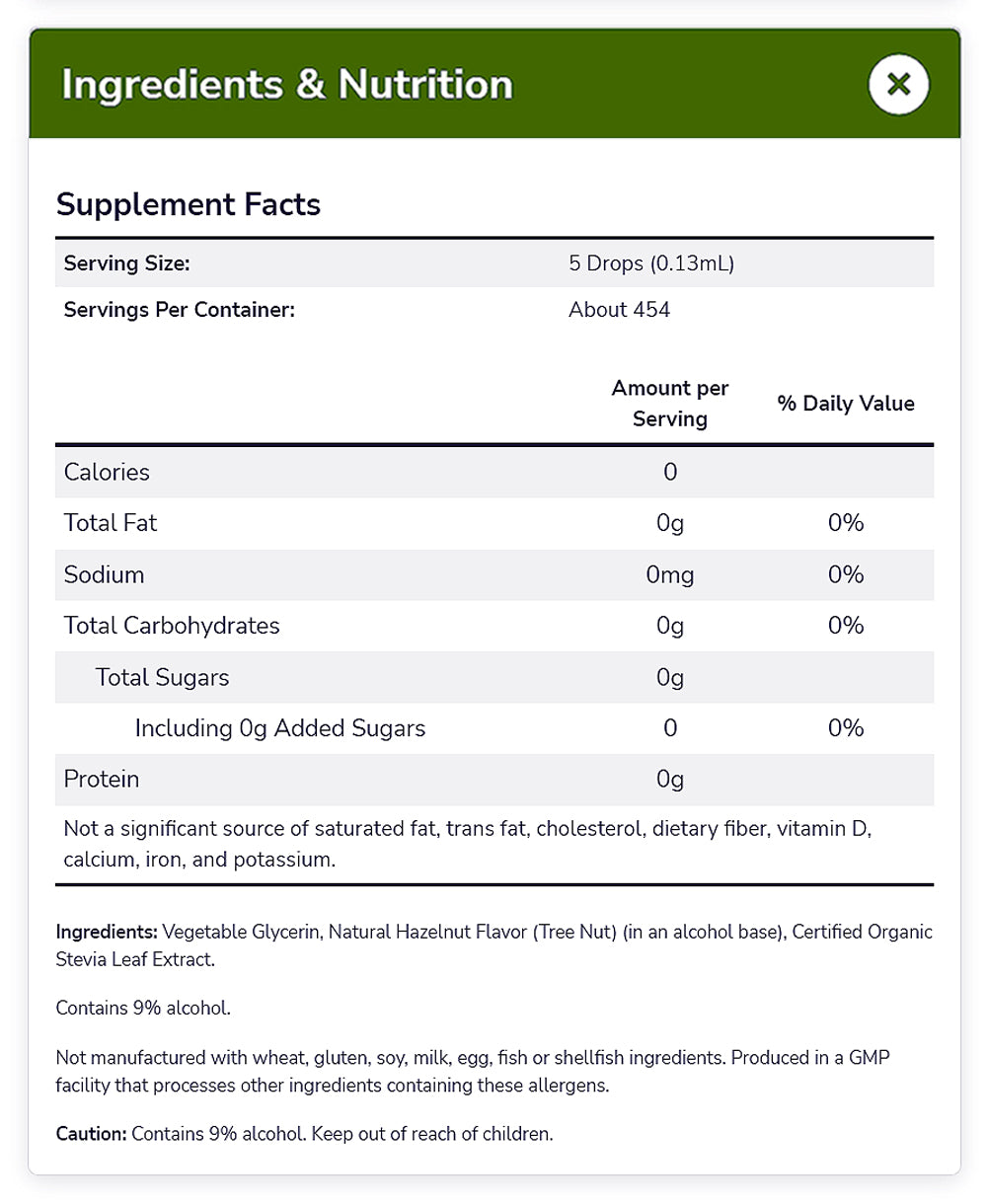 NOW Foods, Better Stevia Liquid, Hazelnut, Zero-Calorie Liquid Sweetener, Low Glycemic Impact, Certified Non-GMO, 2-Ounce (59 ml) Natural Foods NOW Foods USA