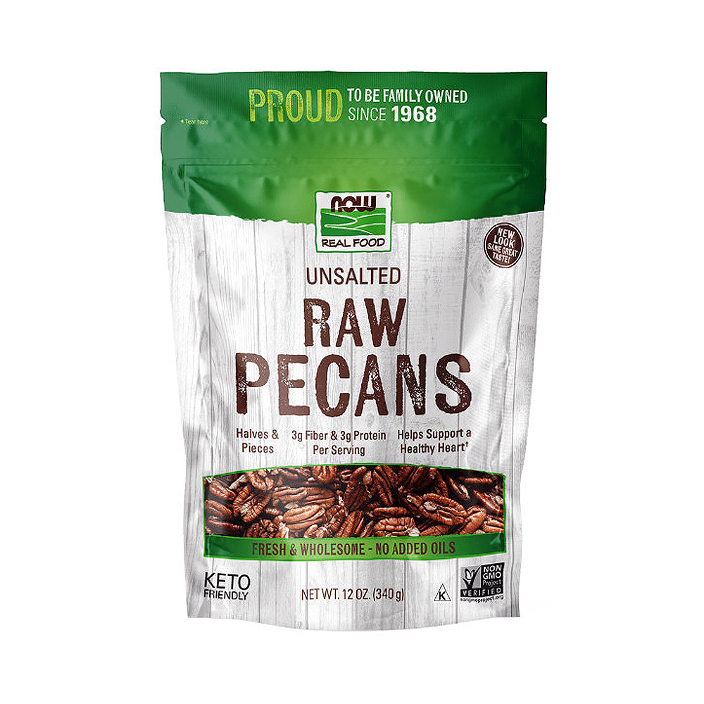 NOW Foods, Pecans, Raw and Unsalted, Halves and Pieces, Natural Source of Essential Fatty Acids, Grown in the USA, 12-Ounce (340 g) - Bloom Concept