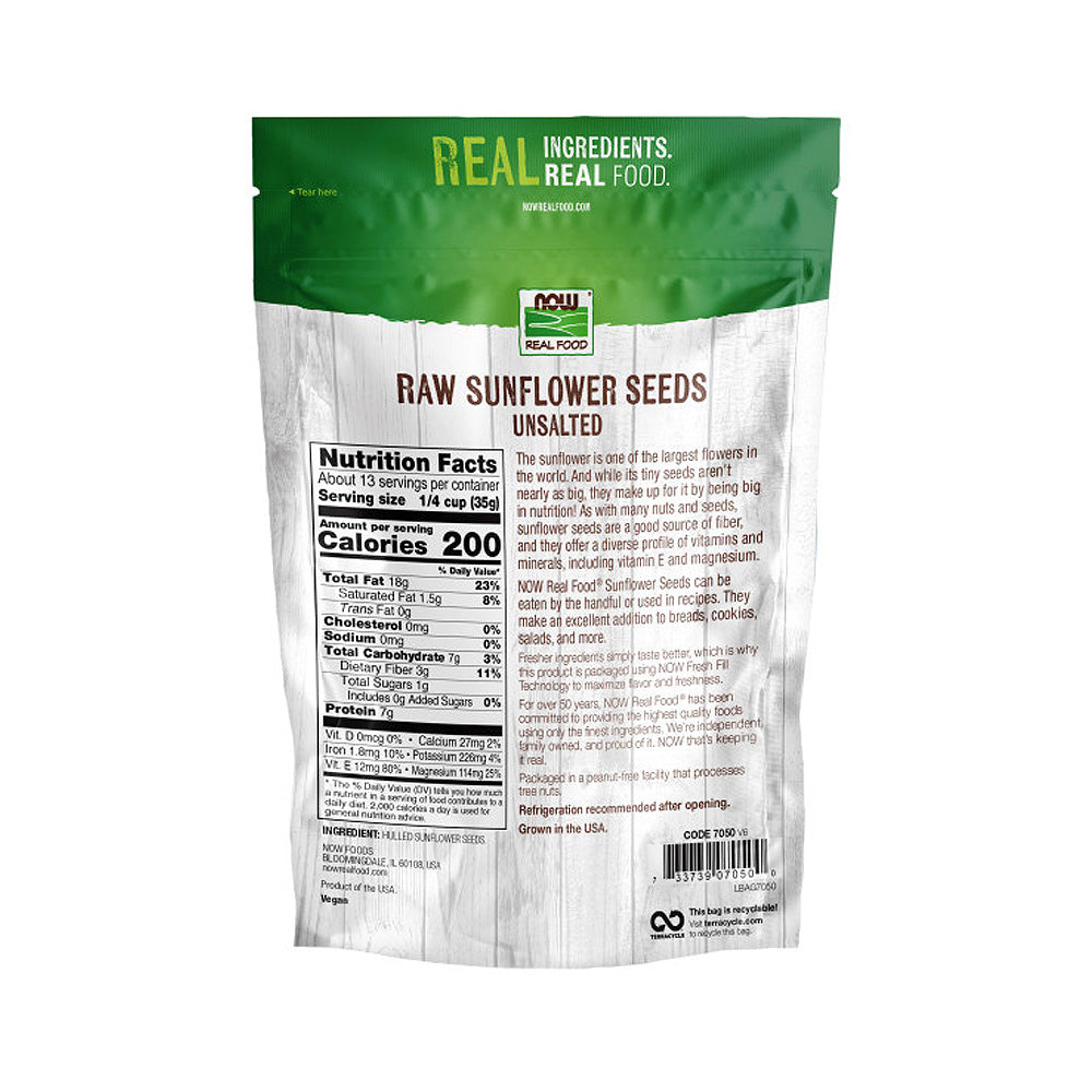 NOW Foods, Sunflower Seeds, Raw and Unsalted, Hulled for Great Taste, Excellent Source of Vitamin E and Magnesium, Grown in the USA, Certified Non-GMO, 1-Pound (454 g) - Bloom Concept