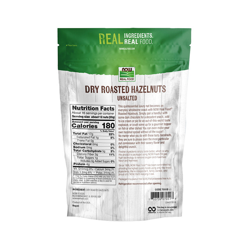 (10% OFF) NOW Foods, Real Food, Dry Roasted & Unsalted Hazlenuts, Non-GMO, Vegan, Grown in the USA, 16 oz (454 g)-Best by 04/24 - Bloom Concept