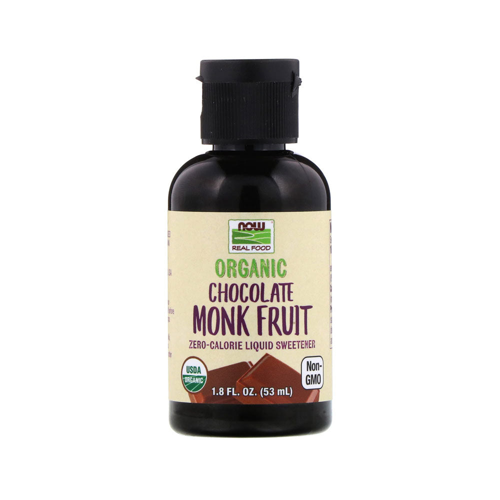 (Best by 01/26) NOW Foods, Organic Liquid Monk Fruit, Chocolate, Zero-Calorie Sweetener, 1.8-Ounce (53ml) Natural Foods NOW Foods USA