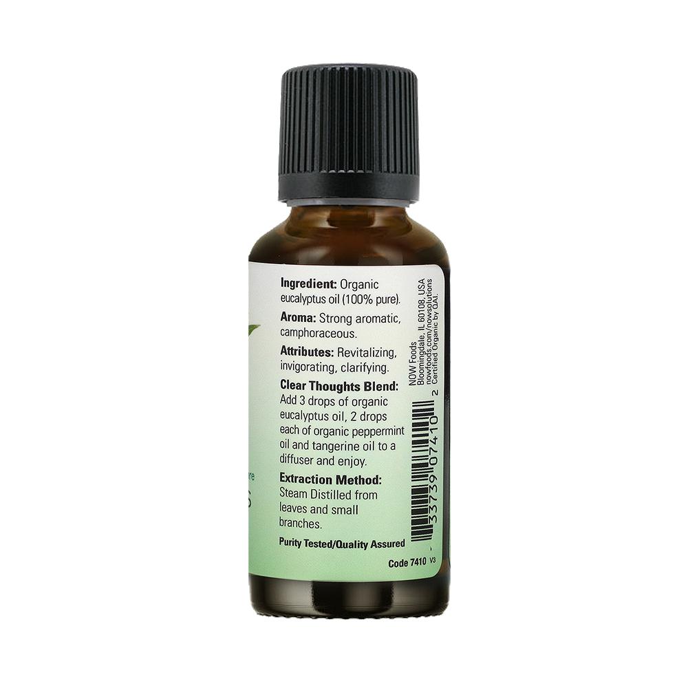 NOW Essential Oils, Organic Eucalyptus Globulus Oil, Clarifying Aromatherapy Scent, Steam Distilled, 100% Pure, Vegan, Child Resistant Cap, 1-Ounce (30ml) Essential oils NOW Foods USA