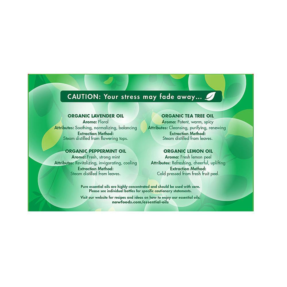 NOW Let It Be Organically Kit, 4x10ml Including: Organic Lavender, Organic Tea Tree, Organic Peppermint and Organic Lemon Essential Oils - Bloom Concept