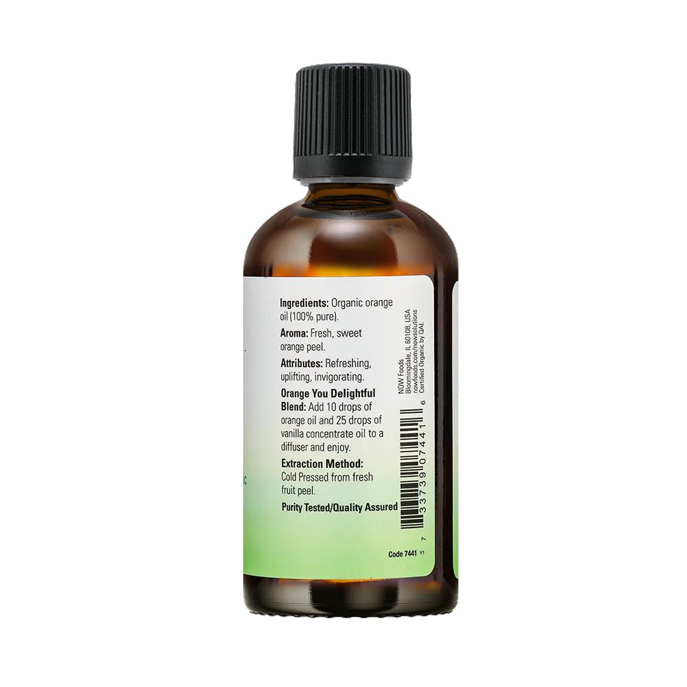 NOW Essential Oils, Organic Orange Oil, Uplifting Aromatherapy Scent, Cold Pressed, 100% Pure, Vegan, Child Resistant Cap, 4-Ounce (30ml) (118 ml) Essential oils NOW Foods USA