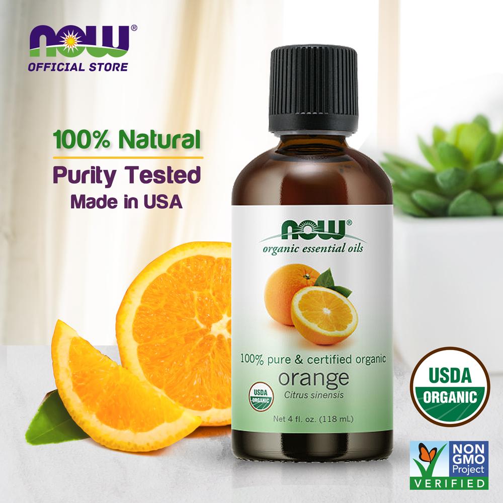 NOW Essential Oils, Organic Orange Oil, Uplifting Aromatherapy Scent, Cold Pressed, 100% Pure, Vegan, Child Resistant Cap, 4-Ounce (30ml) (118 ml) - Bloom Concept