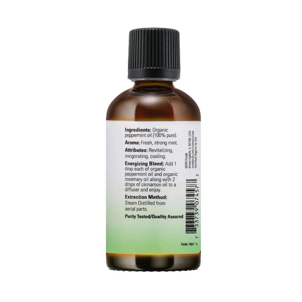 NOW Essential Oils, Organic Peppermint Oil, Invigorating Aromatherapy Scent, 100% Pure, 4-Ounce (118 ml) - Bloom Concept