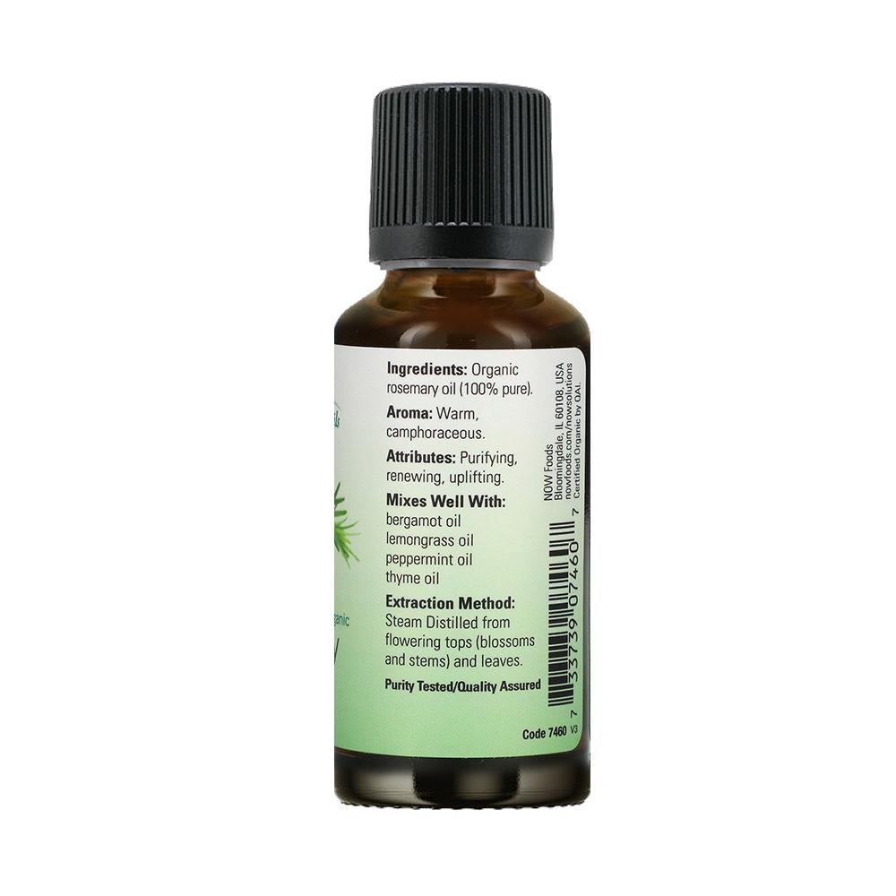 NOW Essential Oils, Organic Rosemary Oil, Purifying Aromatherapy Scent, Steam Distilled, 100% Pure, Vegan, Child Resistant Cap, 1-Ounce (30ml) Essential oils NOW Foods USA