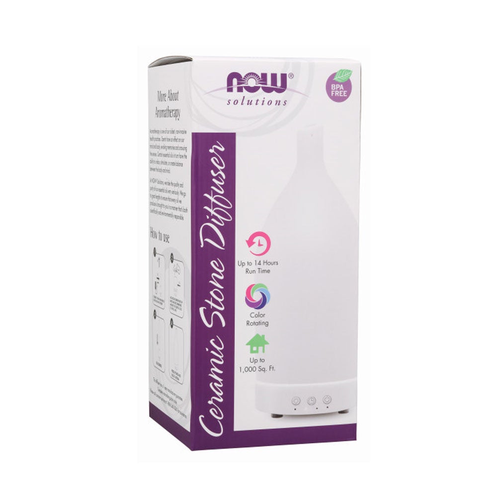 NOW Essential Oils, Ultrasonic Ceramic Stone Oil Diffuser, Extremely Quiet, Easy To Clean - Bloom Concept