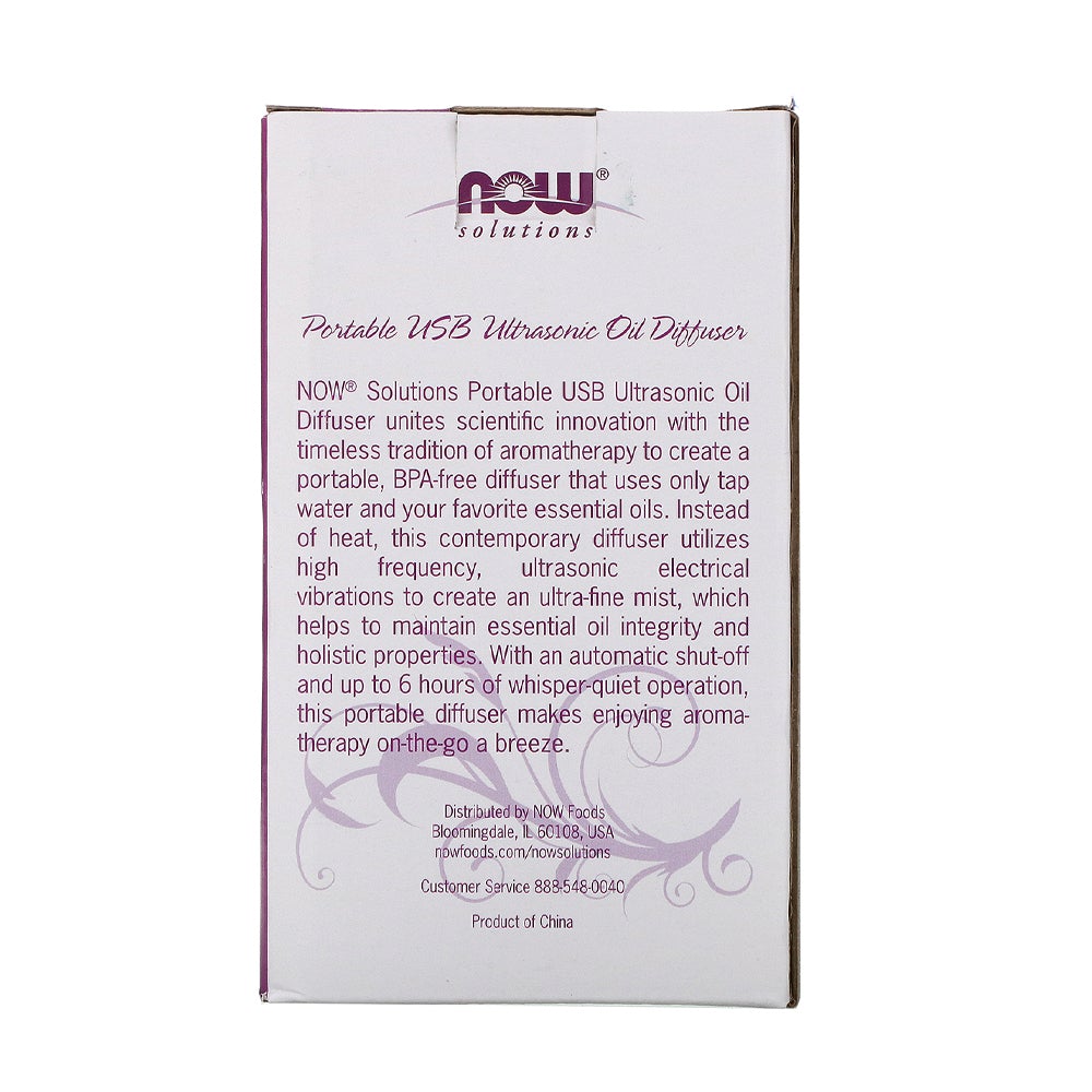 NOW Essential Oils, Portable USB Ultrasonic Aromatherapy Oil Diffuser, Extremely Quiet and Heat Free, Travel Friendly Diffuser Diffuser NOW Foods USA