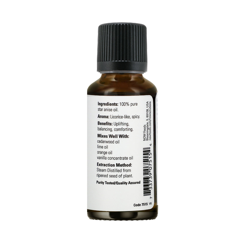 NOW FOODS Essential Oils, Anise Oil, Balancing Aromatherapy Scent, Steam Distilled, 100% Pure, Vegan, Child Resistant Cap, 1-Ounce (30 ml) Essential oils NOW Foods USA