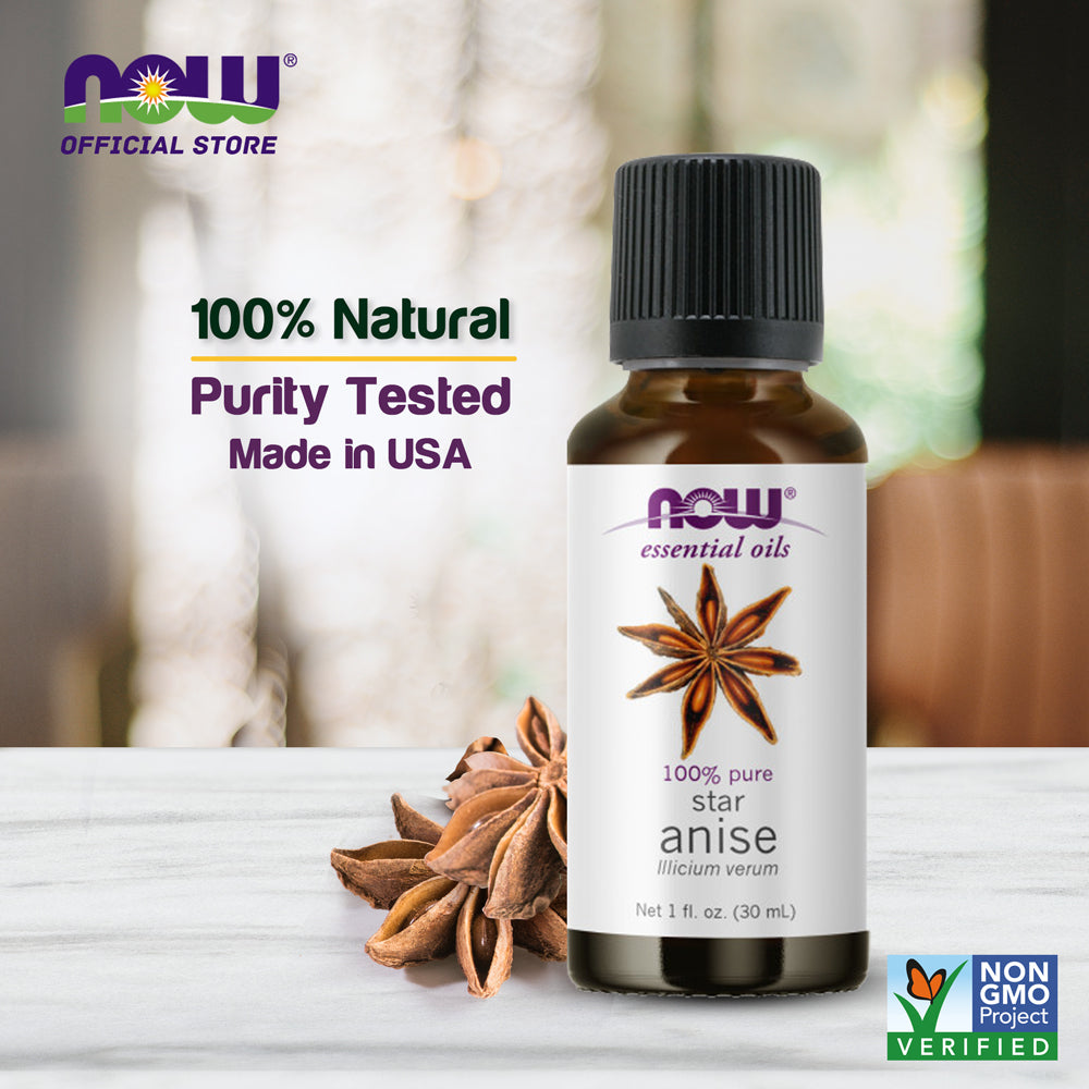 NOW FOODS Essential Oils, Anise Oil, Balancing Aromatherapy Scent, Steam Distilled, 100% Pure, Vegan, Child Resistant Cap, 1-Ounce (30 ml) Essential oils NOW Foods USA