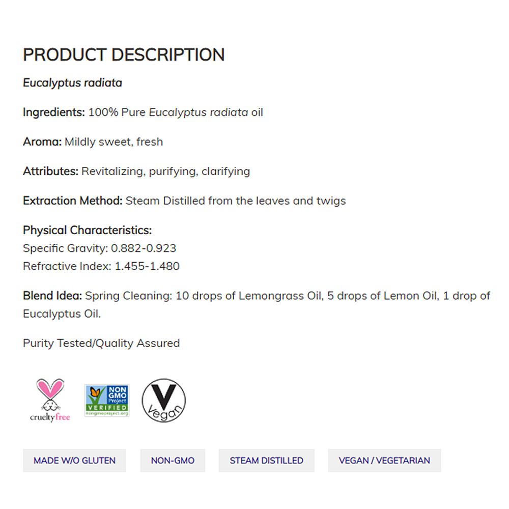 NOW Essential Oils, Eucalyptus Radiata Oil, Revitilizing Aromatherapy Scent, Steam Distilled, 100% Pure, Vegan, Child Resistant Cap, 1-Ounce (30ml) Essential oils NOW Foods USA