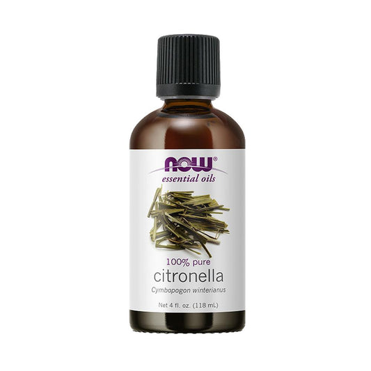 NOW Essential Oils, Citronella Oil, Freshening Aromatherapy Scent, Steam Distilled, 100% Pure, Vegan, Child Resistant Cap, 4-Ounce (118 ml) - Bloom Concept