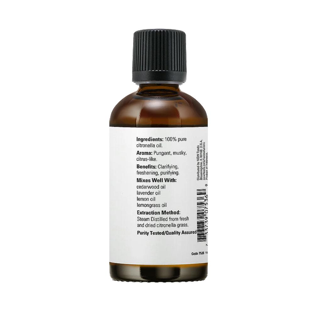 NOW Essential Oils, Citronella Oil, Freshening Aromatherapy Scent, Steam Distilled, 100% Pure, Vegan, Child Resistant Cap, 4-Ounce (118 ml) - Bloom Concept