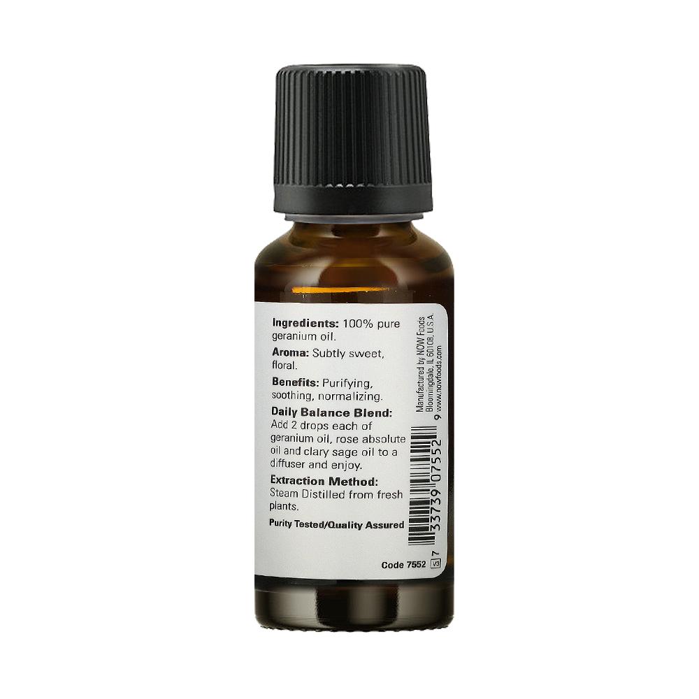 NOW Essential Oils, Geranium Oil, Soothing Aromatherapy Scent, Steam Distilled, 100% Pure, Vegan, Child Resistant Cap, 1-Ounce (30ml) - Bloom Concept
