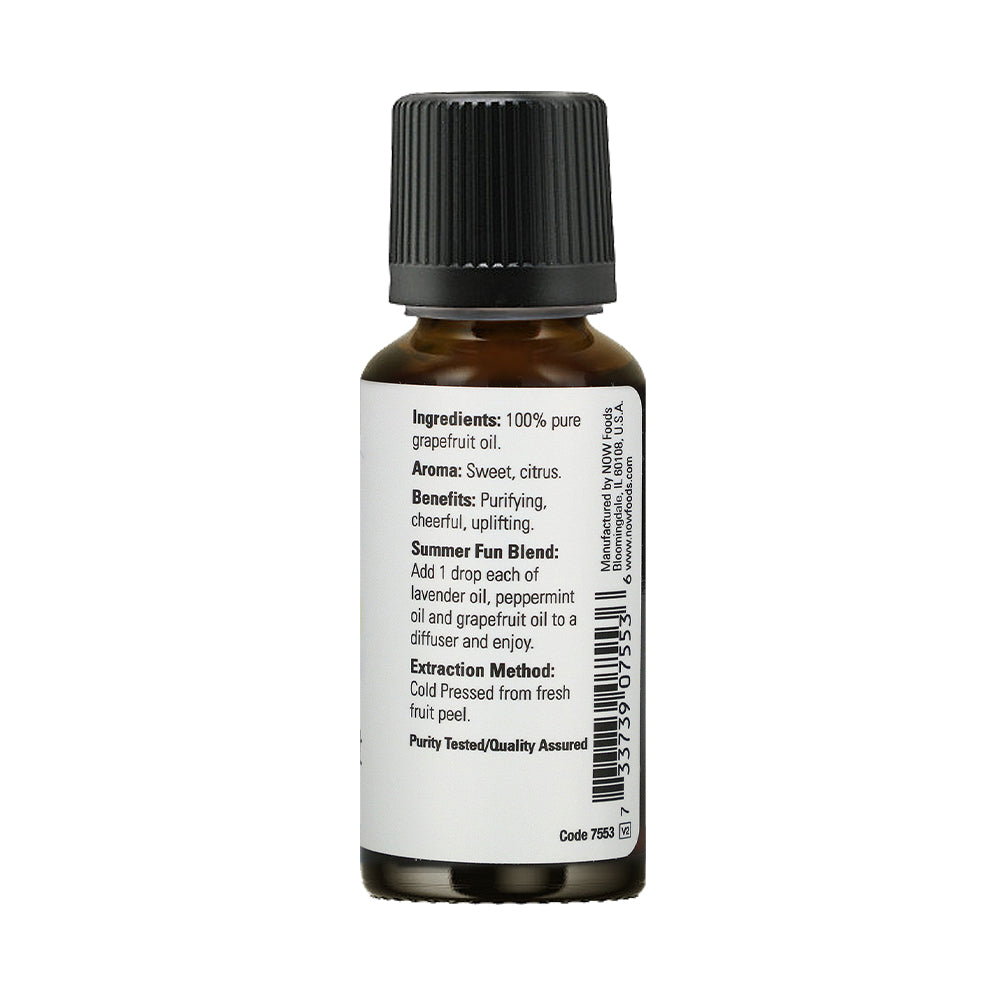 NOW Essential Oils, Grapefruit Oil, Sweet Citrus Aromatherapy Scent, Cold Pressed, 100% Pure, Vegan, Child Resistant Cap, 1-Ounce (30ml) Essential oils NOW Foods USA