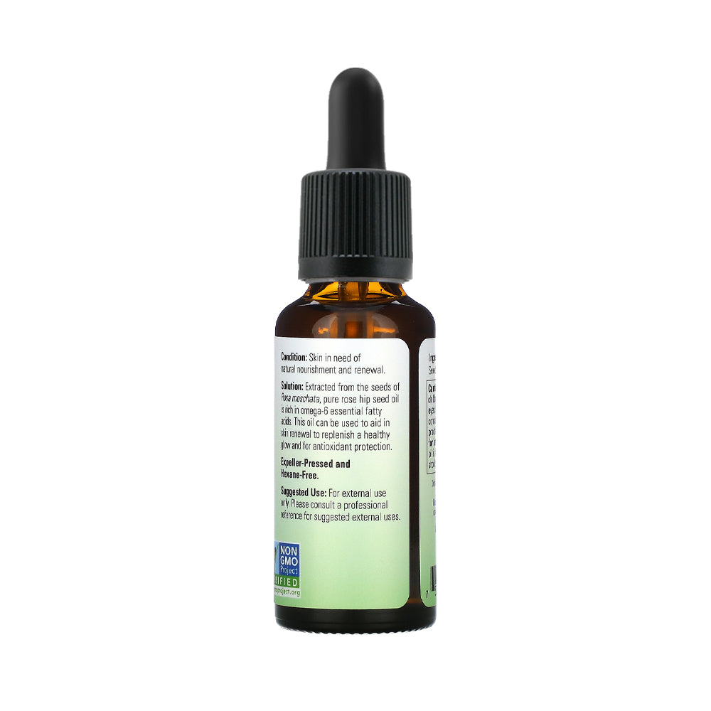 NOW Solutions, Organic Rose Hip Seed Oil, Certified Organic and 100% Pure, For Facial Care, Expeller Pressed, Vegan, Child Resistant Euro Dropper, 1-Ounce (30 ml) - Bloom Concept