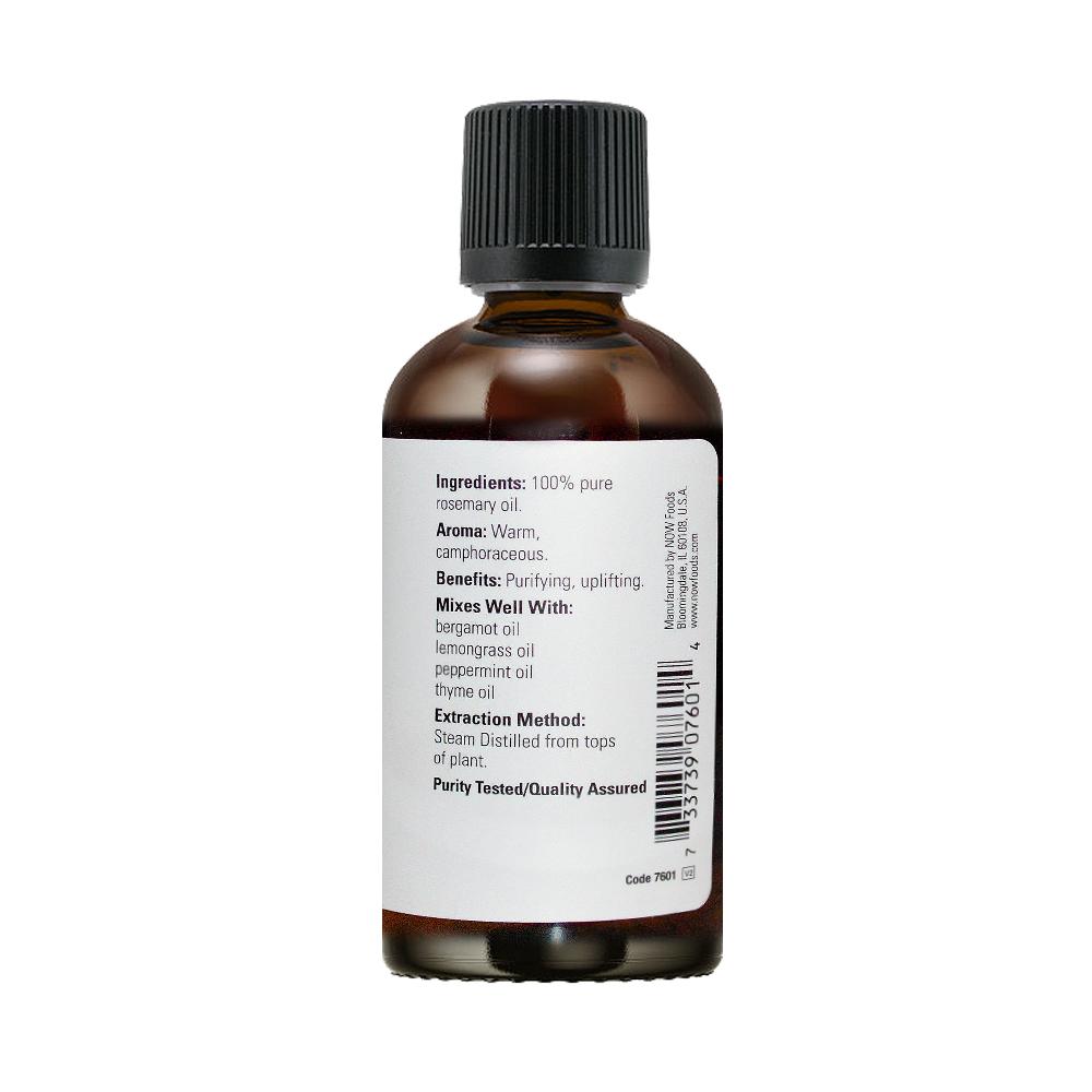 NOW FOODS Essential Oils, Rosemary Oil, Purifying Aromatherapy Scent, Steam Distilled, 100% Pure, Vegan, Child Resistant Cap, 4-Ounce (30 ml)(118 ml) - Bloom Concept