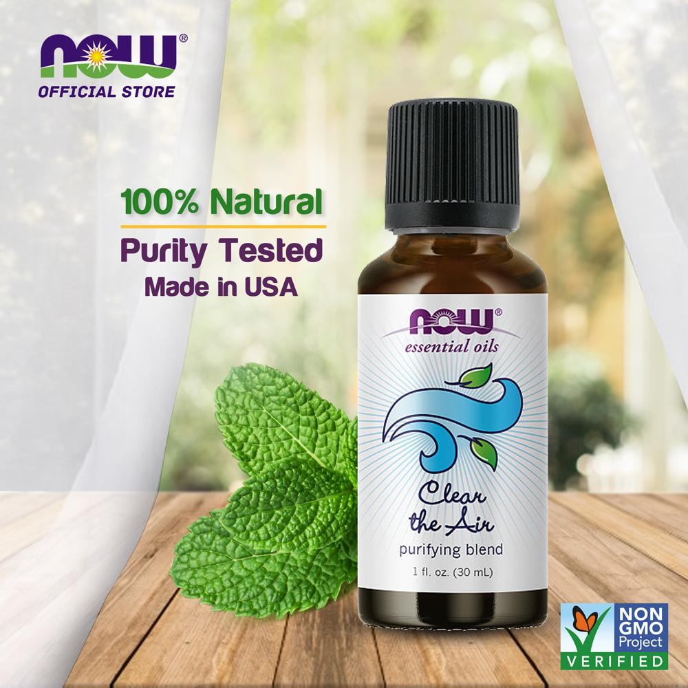 NOW Essential Oils, Clear the Air Oil Blend, Purifying Aromatherapy Scent, Blend of Pure Essential Oils, Steam Distilled, Vegan, Child Resistant Cap, 1-Ounce (30ml) - Bloom Concept