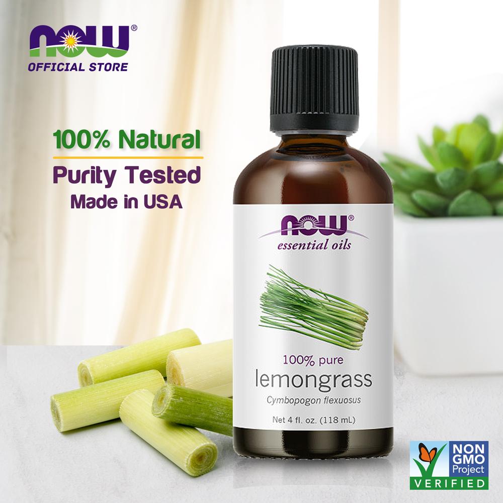 NOW Essential Oils, Lemongrass Oil, Uplifting Aromatherapy Scent, 100% Pure, Vegan, 4oz (118 ml) - Bloom Concept