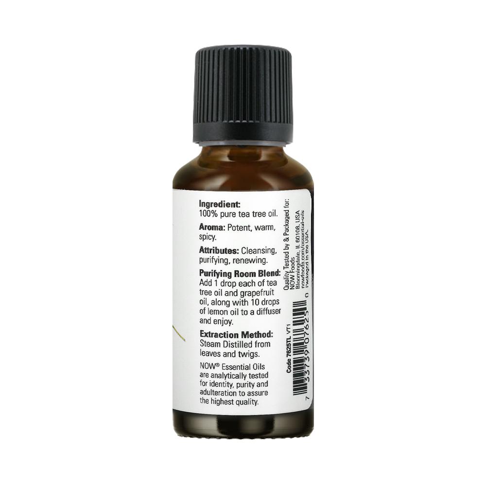 (Buy 1 Free 1) NOW Essential Oils, Tea Tree Oil, Cleansing Aromatherapy Scent, Steam Distilled, 100% Pure, Vegan, Child Resistant Cap, 1-Ounce (30ml) - Bloom Concept