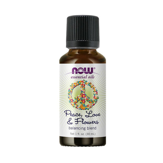 (Best by 09/24) NOW Essential Oils, Peace, Love and Flowers, Sweet Floral Aromatherapy Scent, Blend of Pure Essential Oils, Vegan, Child Resistant Cap, 1-Ounce (30ml) - Bloom Concept