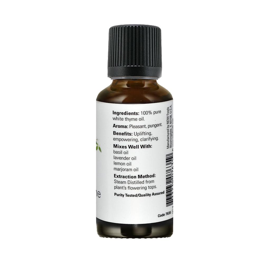 NOW Essential Oils, White Thyme Oil, Empowering Aromatherapy Scent, Steam Distilled, 100% Pure, Vegan, Child Resistant Cap, 1-Ounce (30ml) Essential oils NOW Foods USA