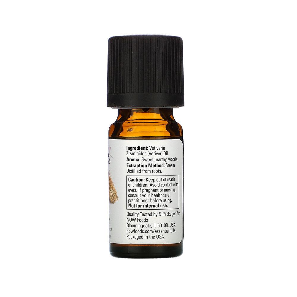 NOW Essential Oils, Vetiver Oil, Woodsy Aromatherapy Scent, Steam Distilled, 100% Pure, Child Resistant Cap, (10ml) - Bloom Concept