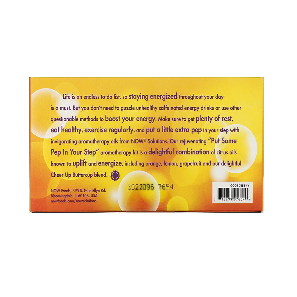 NOW Put Some Pep in Your Step Uplifting Aromatherapy Kit, 4x10ml Incl Orange Oil, Lemon Oil, Grapefruit Oil and Cheer Up Buttercup Oil Blend Essential oils NOW Foods USA