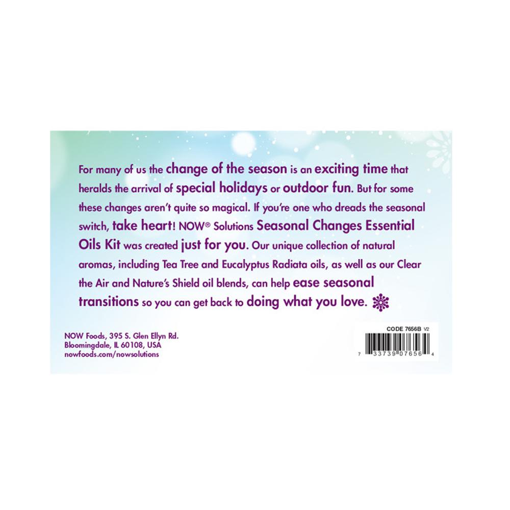 (Best by 04/24) NOW Seasonal Changes Balancing Aromatherapy Kit, 4x10ml Incl Tea Tree, Eucalyptus Radiata, Clear the Air and Nature's Shield Oil Blend - Bloom Concept