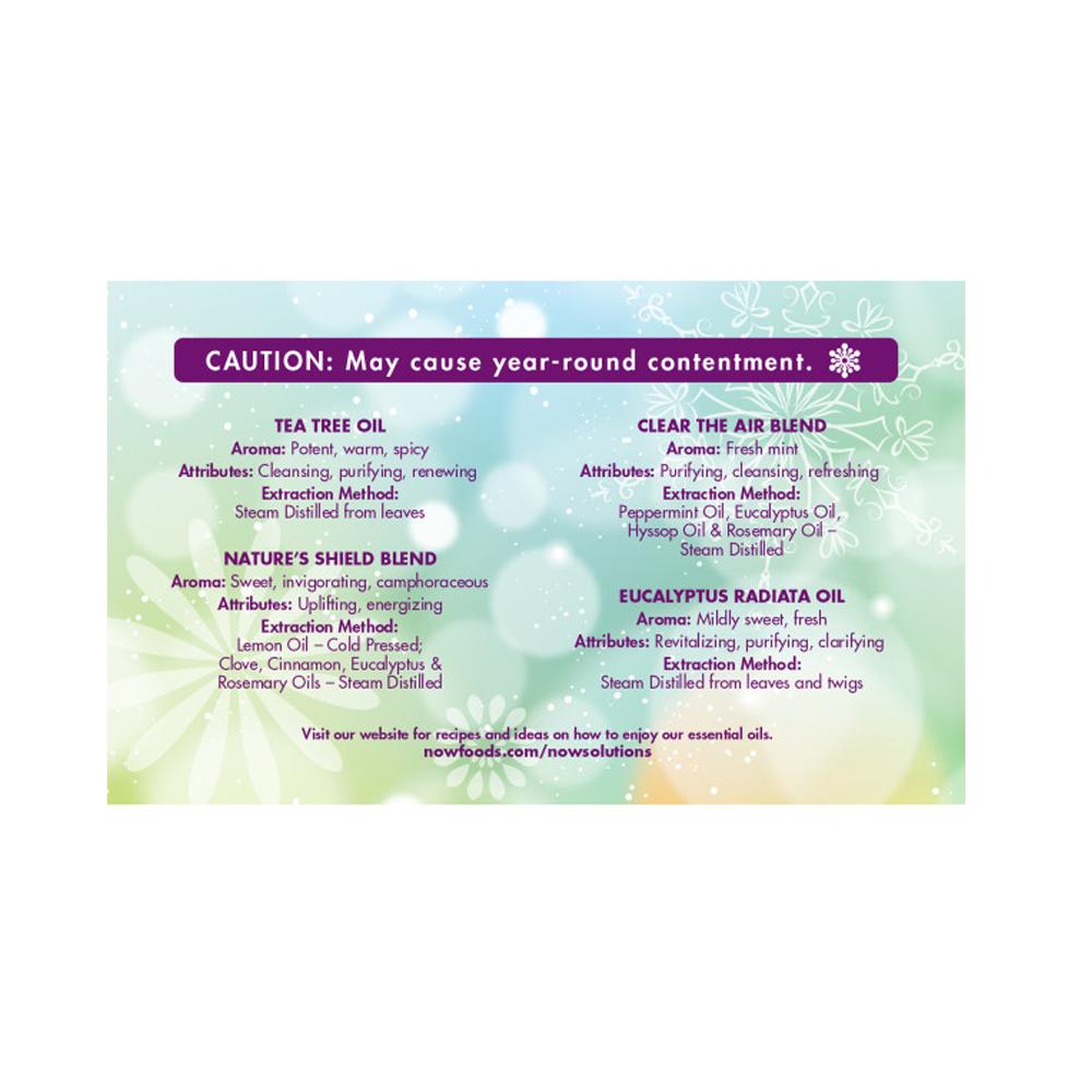 NOW Seasonal Changes Balancing Aromatherapy Kit, 4x10ml Incl Tea Tree, Eucalyptus Radiata, Clear the Air and Nature&