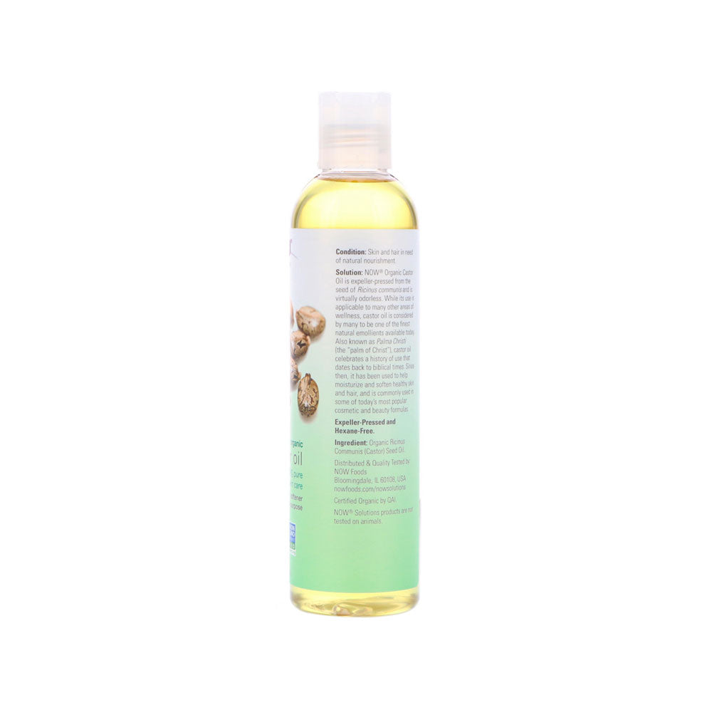NOW Solutions, Organic Castor Oil, 100% Pure Versatile Skin Care, Multi-Purpose Skin Softener, 8-Ounce (237 ml) Personal Care NOW Foods USA