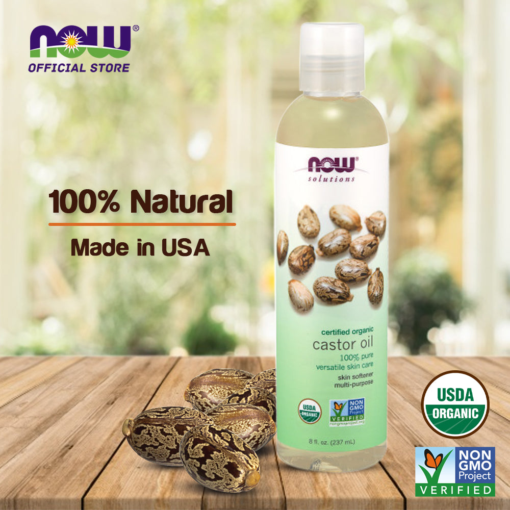 NOW Solutions, Organic Castor Oil, 100% Pure Versatile Skin Care, Multi-Purpose Skin Softener, 8-Ounce (237 ml) Personal Care NOW Foods USA