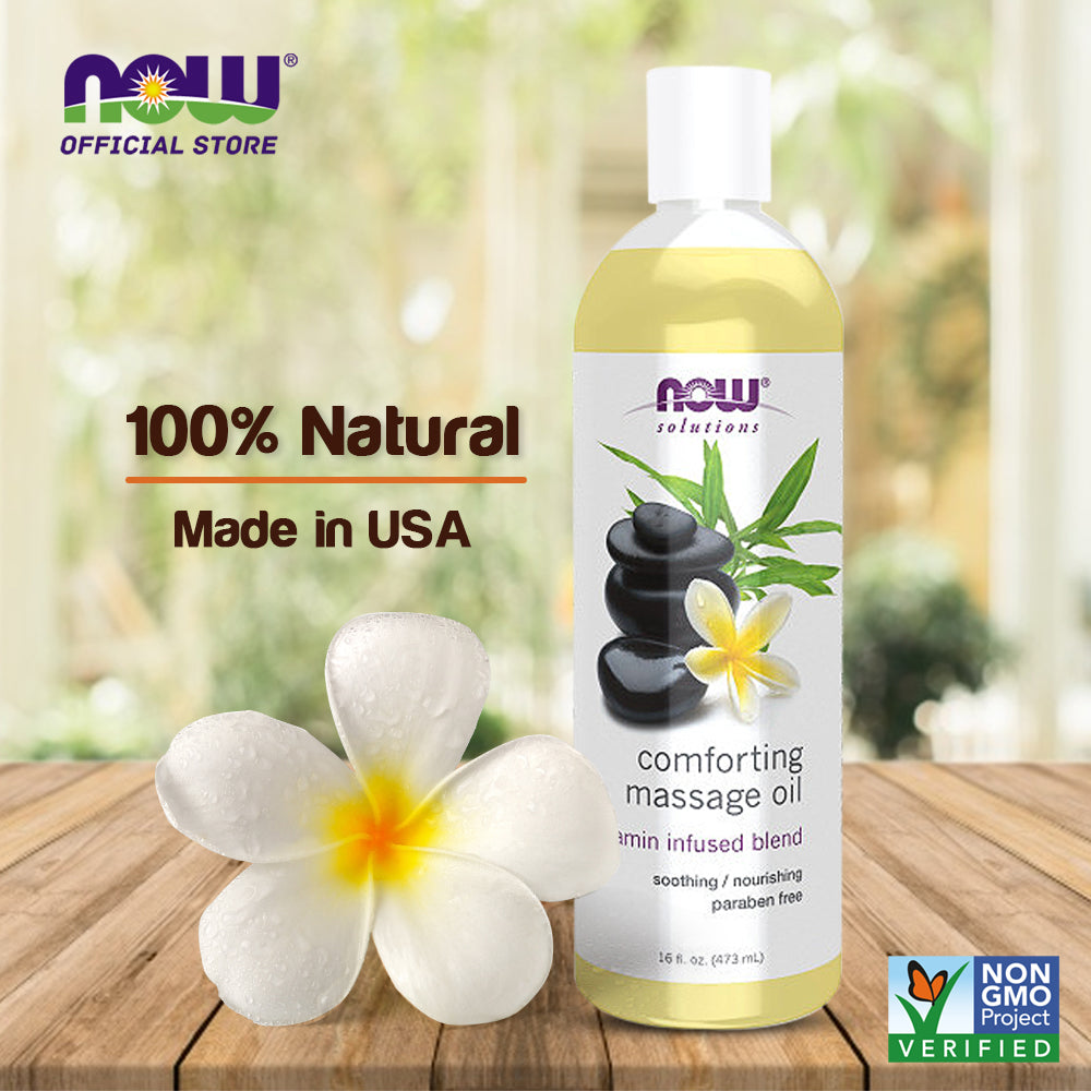 NOW Solutions, Comforting Massage Oil, Vitamin Infused Blend, Soothing and Nourishing, 16-Ounce (473 ml) - Bloom Concept