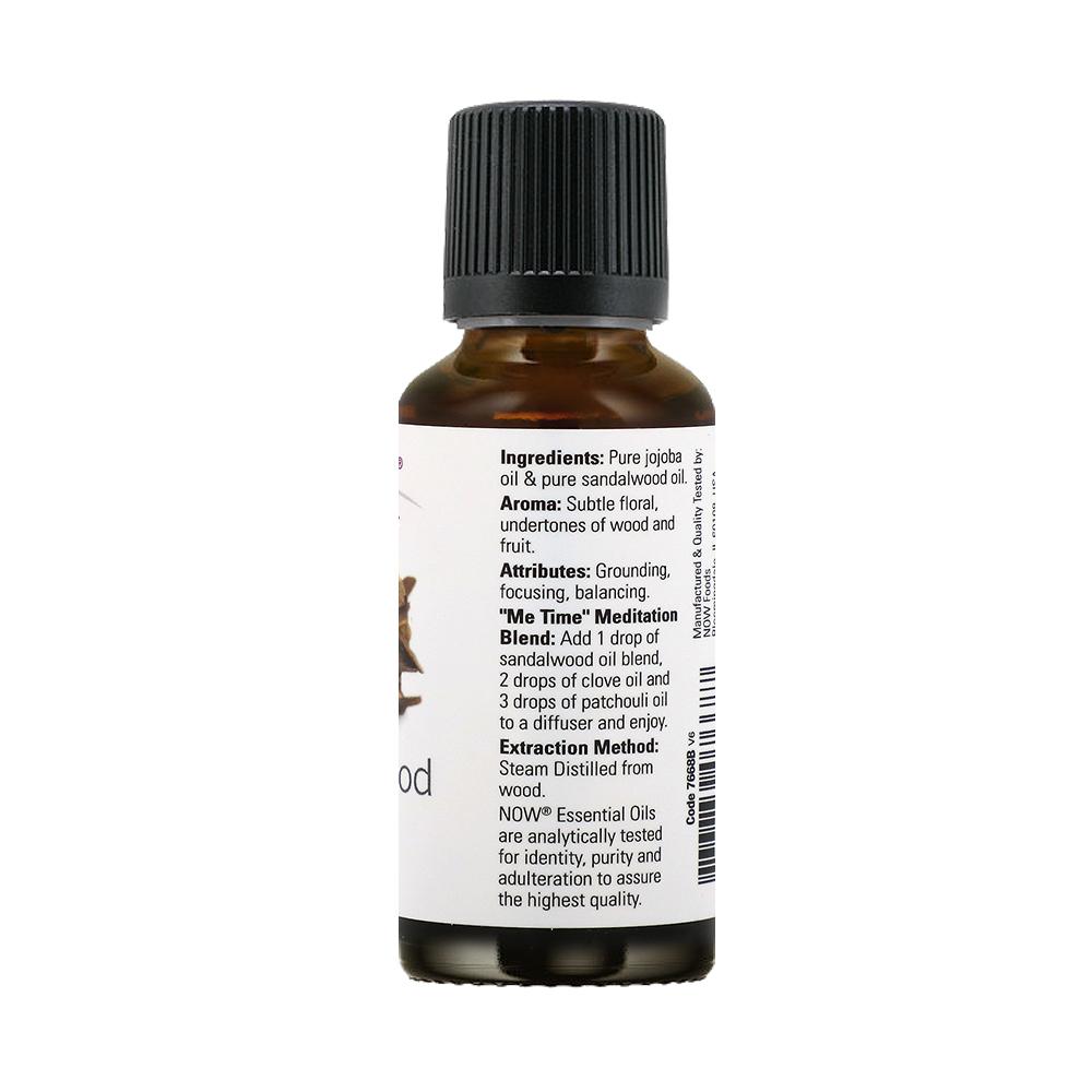 NOW Essential Oils, Sandalwood Oil, 14% Blend of Pure Sandalwood Oil in Pure Jojoba Oil, Grounding Essential Aromatherapy, 1-Ounce (30ml) - Bloom Concept
