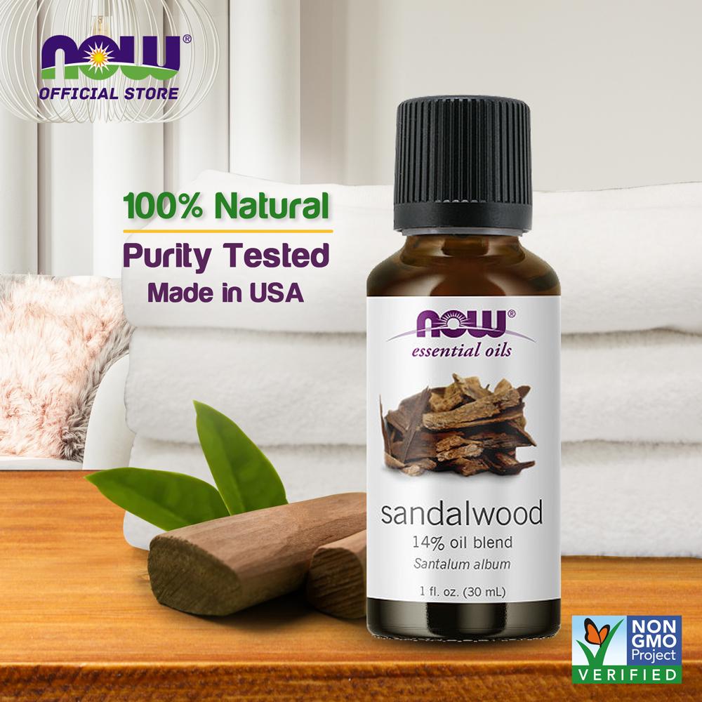 NOW Essential Oils, Sandalwood Oil, 14% Blend of Pure Sandalwood Oil in Pure Jojoba Oil, Grounding Essential Aromatherapy, 1-Ounce (30ml) - Bloom Concept