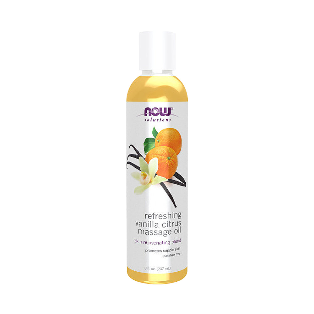 NOW Solutions, Refreshing Vanilla Citrus Massage Oil, Skin Rejuvenating Blend, Supple Skin, 8-Ounce (237 ml) - Bloom Concept