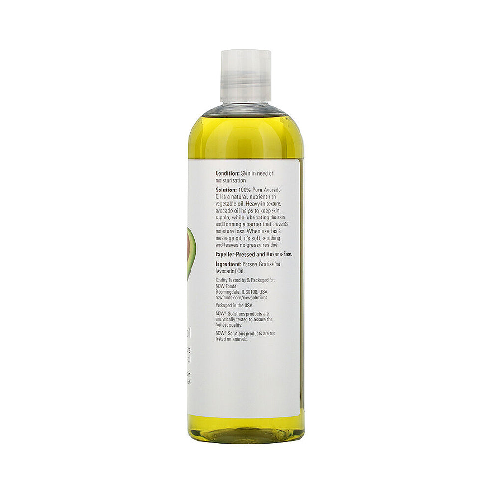 NOW Solutions, Avocado Oil, 100% Pure Moisturizing Oil, Nutrient Rich and Hydrating, 16-Ounce (473 ml) - Bloom Concept