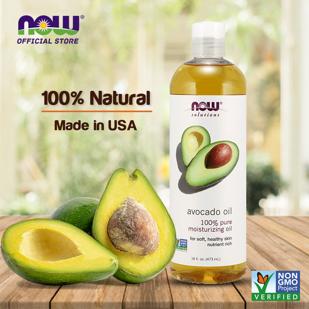 NOW Solutions, Avocado Oil, 100% Pure Moisturizing Oil, Nutrient Rich and Hydrating, 16-Ounce (473 ml) - Bloom Concept